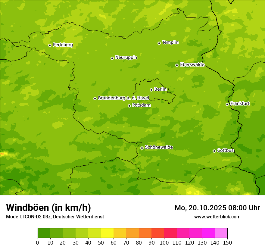 Modellkarten Windgeschwindigkeit