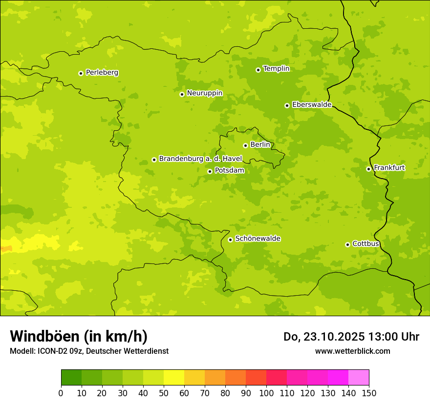 Modellkarten Windgeschwindigkeit