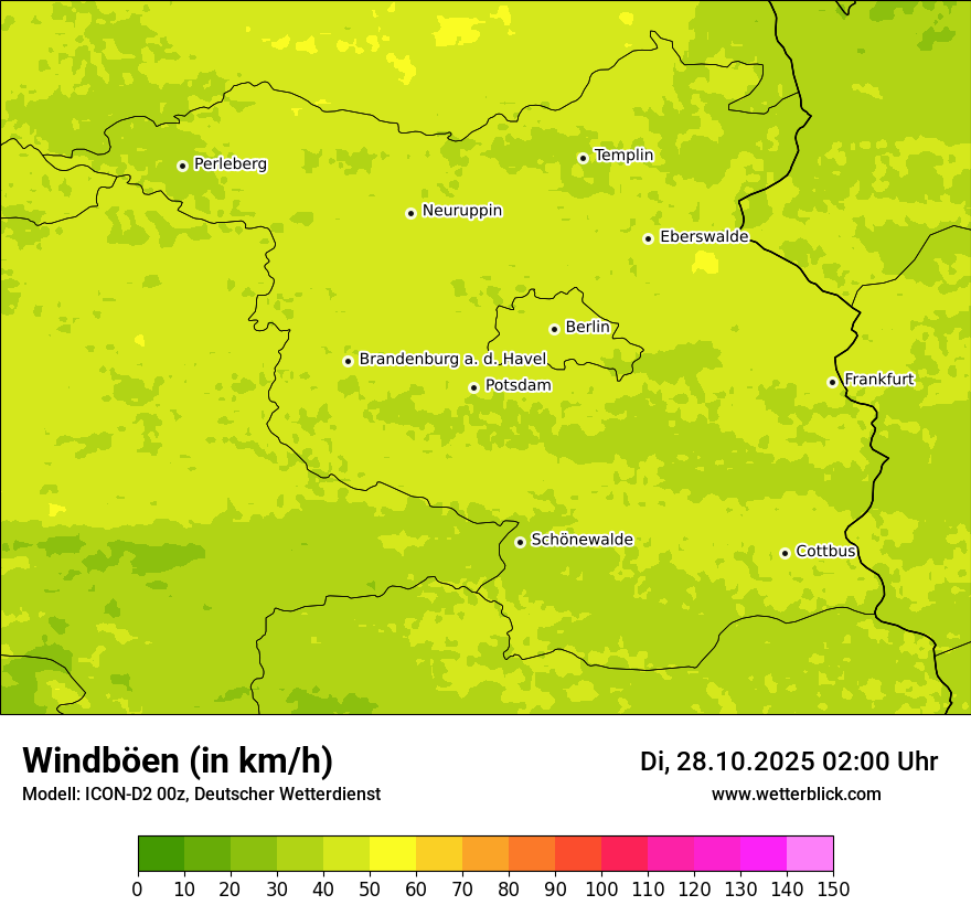 Modellkarten Windgeschwindigkeit