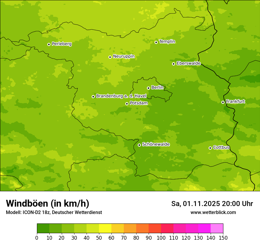 Modellkarten Windgeschwindigkeit