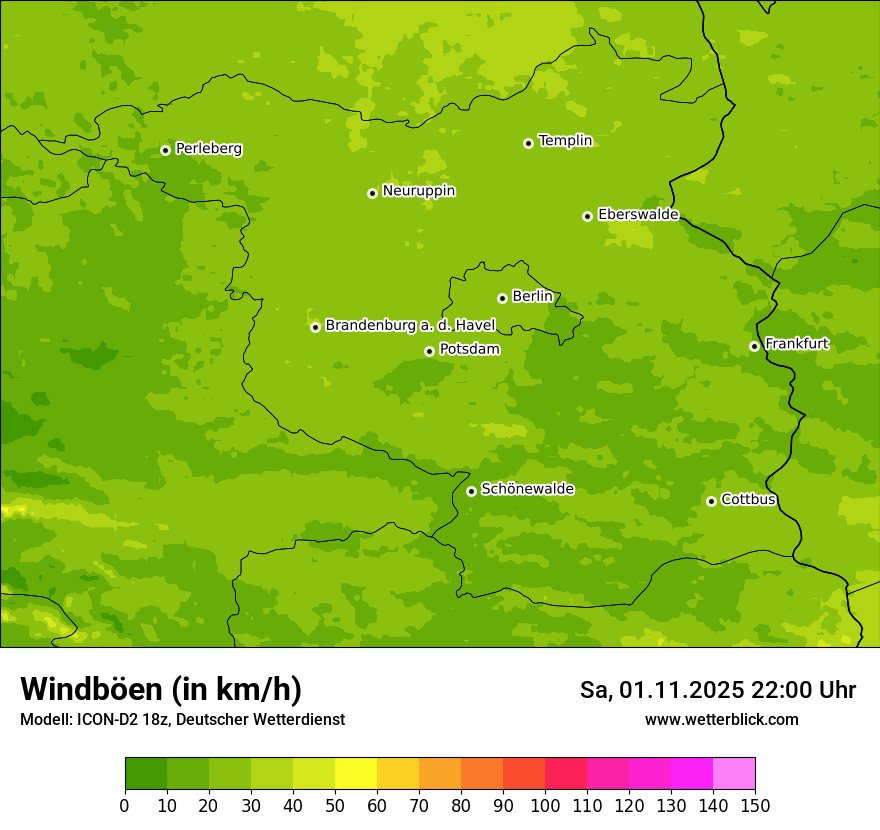 Modellkarten Windgeschwindigkeit