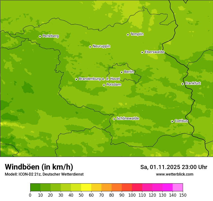 Modellkarten Windgeschwindigkeit