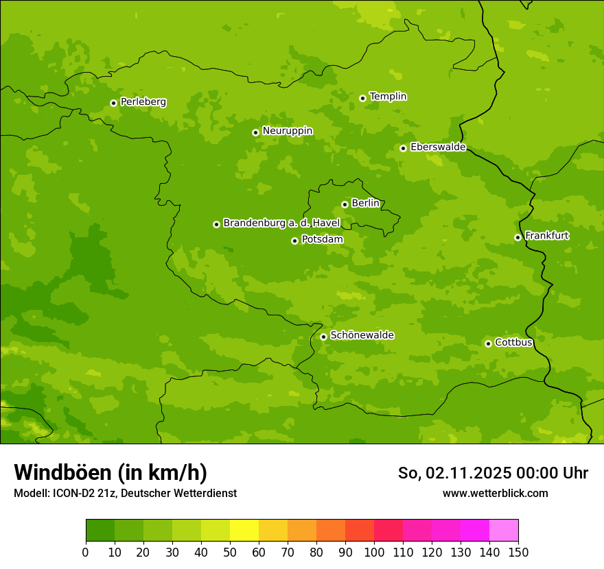 Modellkarten Windgeschwindigkeit