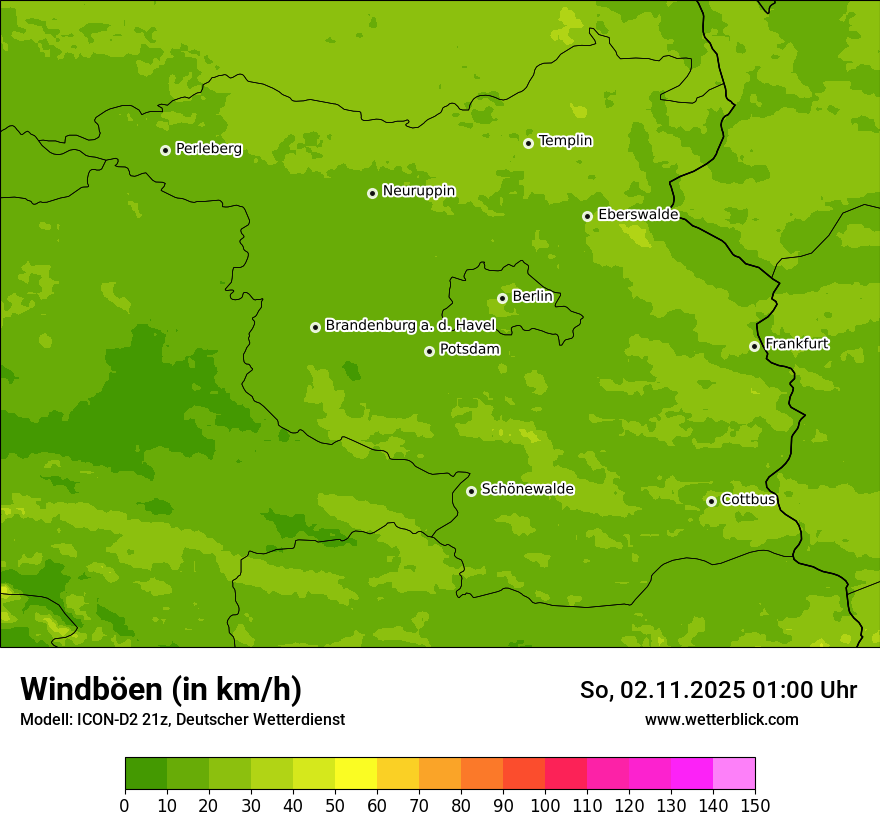 Modellkarten Windgeschwindigkeit