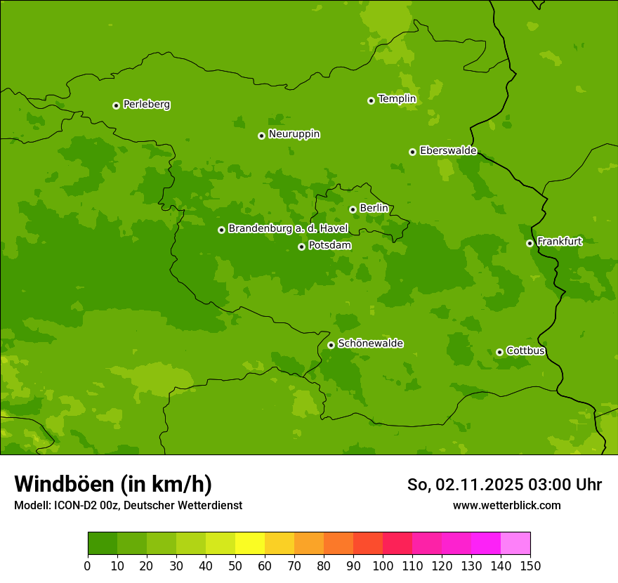 Modellkarten Windgeschwindigkeit