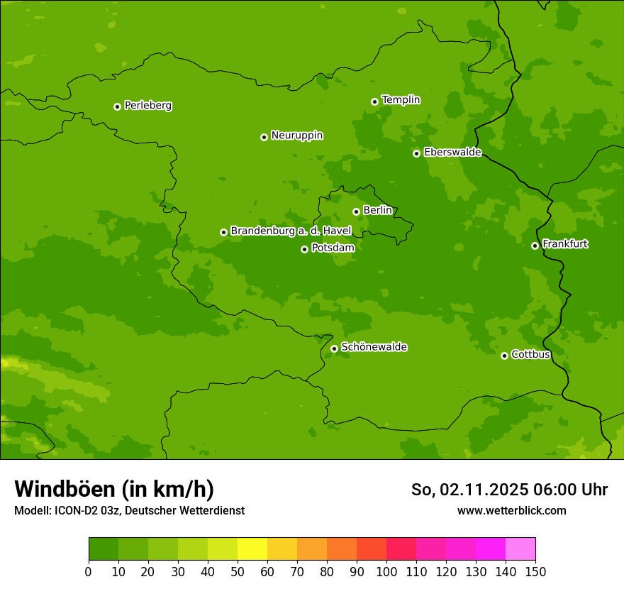 Modellkarten Windgeschwindigkeit