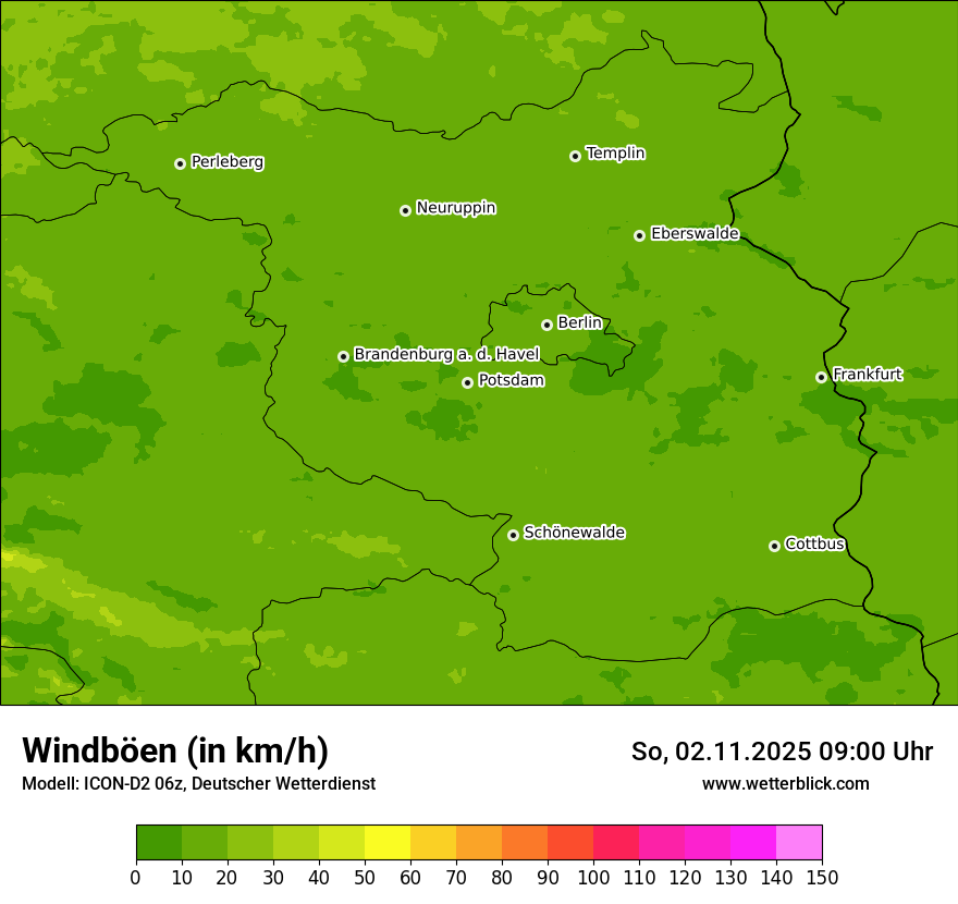 Modellkarten Windgeschwindigkeit