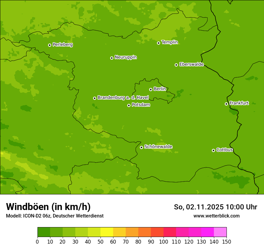 Modellkarten Windgeschwindigkeit