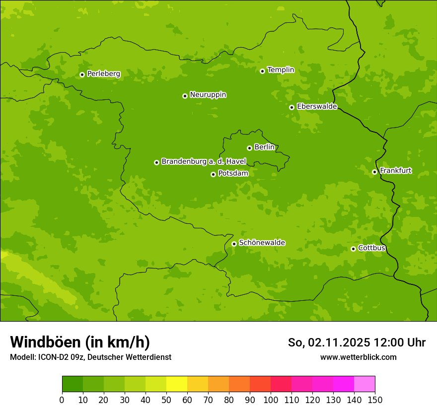 Modellkarten Windgeschwindigkeit
