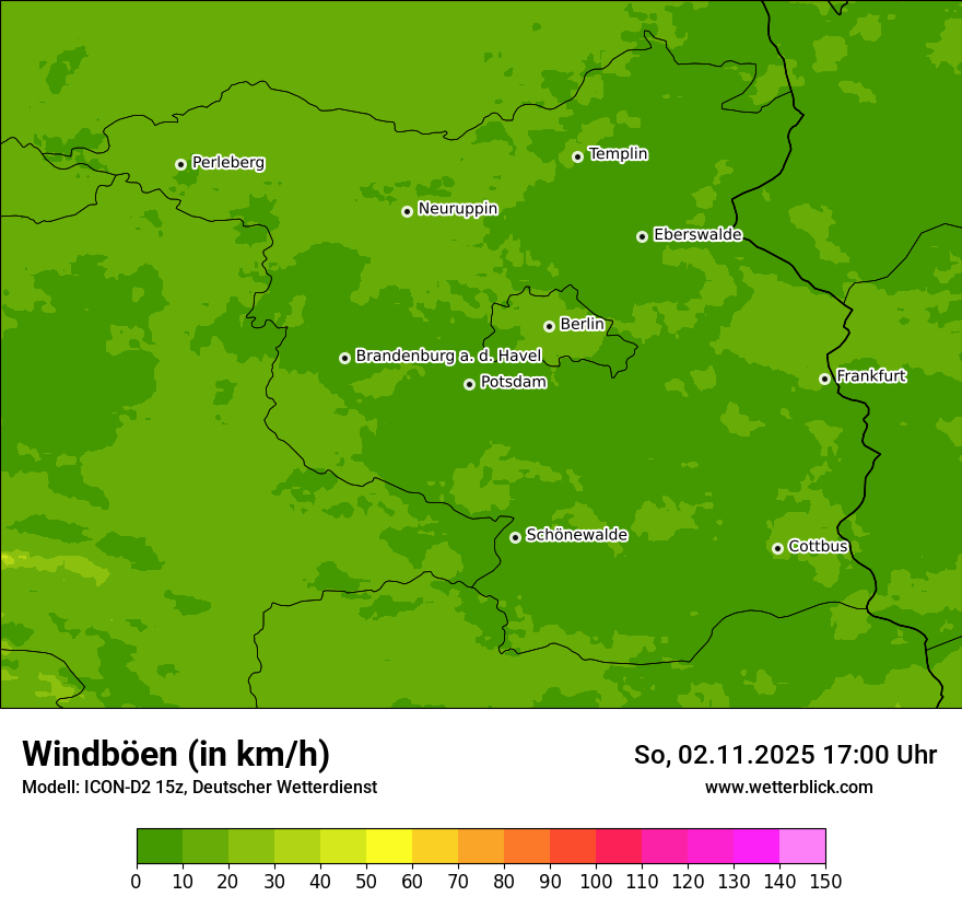 Modellkarten Windgeschwindigkeit