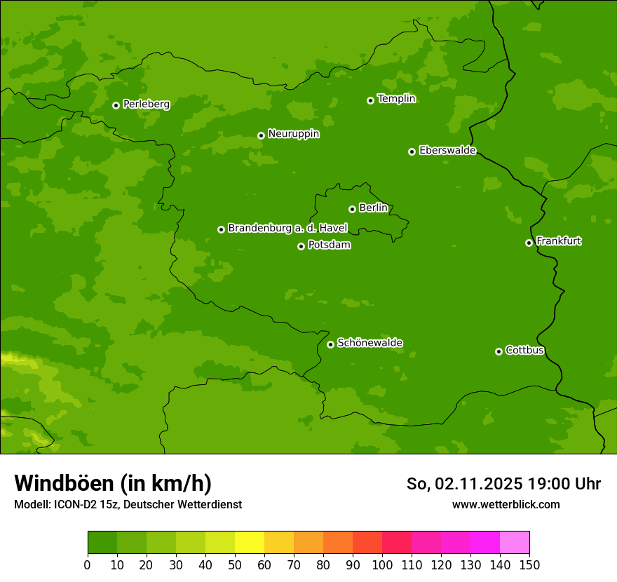 Modellkarten Windgeschwindigkeit