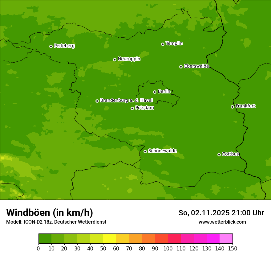 Modellkarten Windgeschwindigkeit