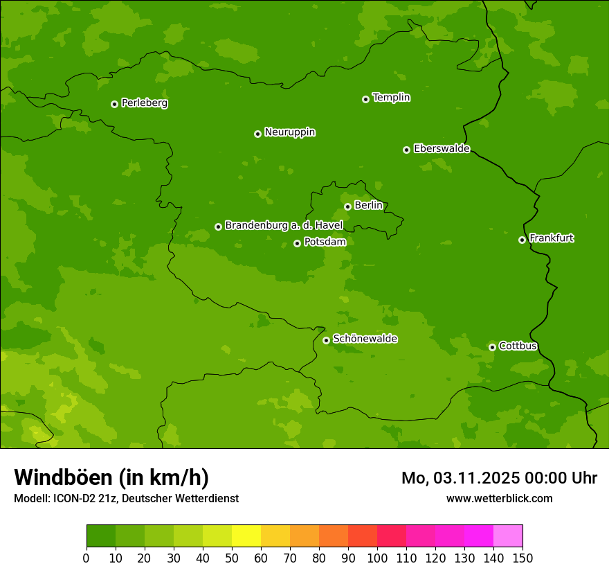 Modellkarten Windgeschwindigkeit