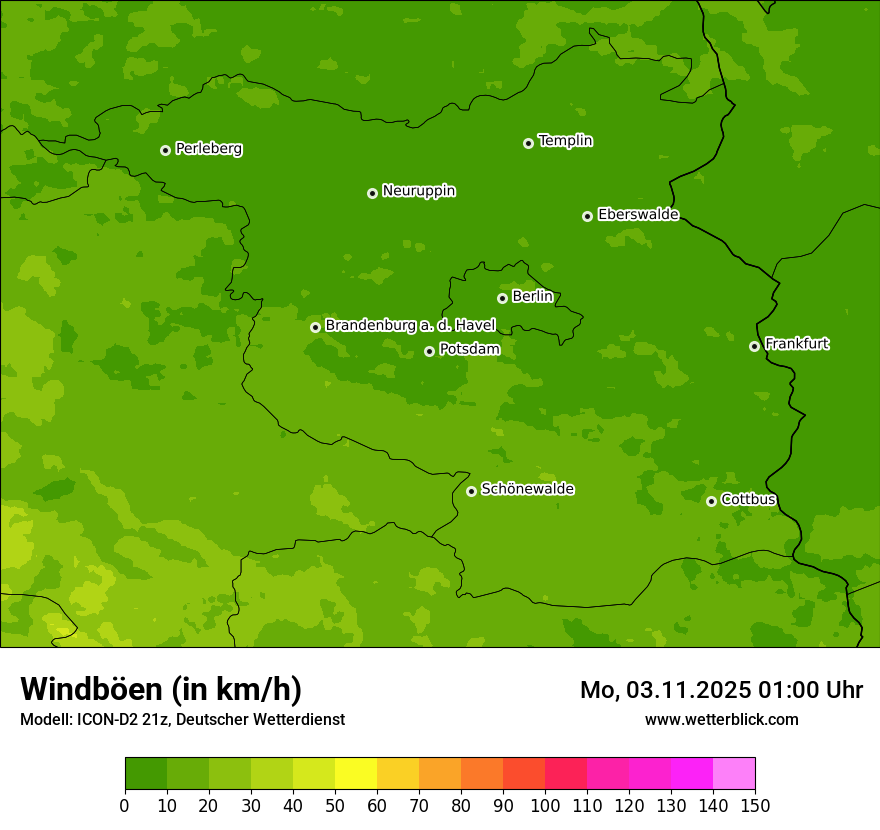 Modellkarten Windgeschwindigkeit