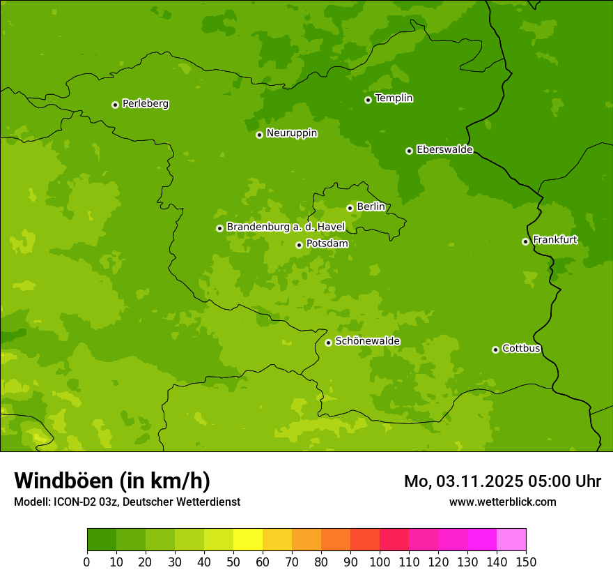Modellkarten Windgeschwindigkeit