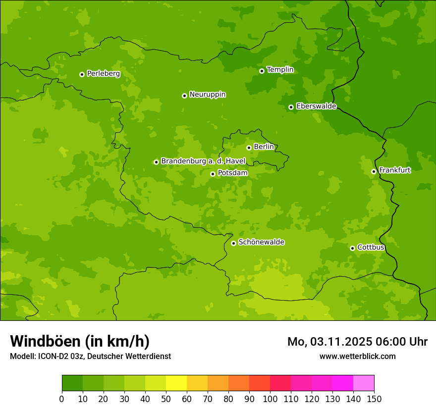 Modellkarten Windgeschwindigkeit