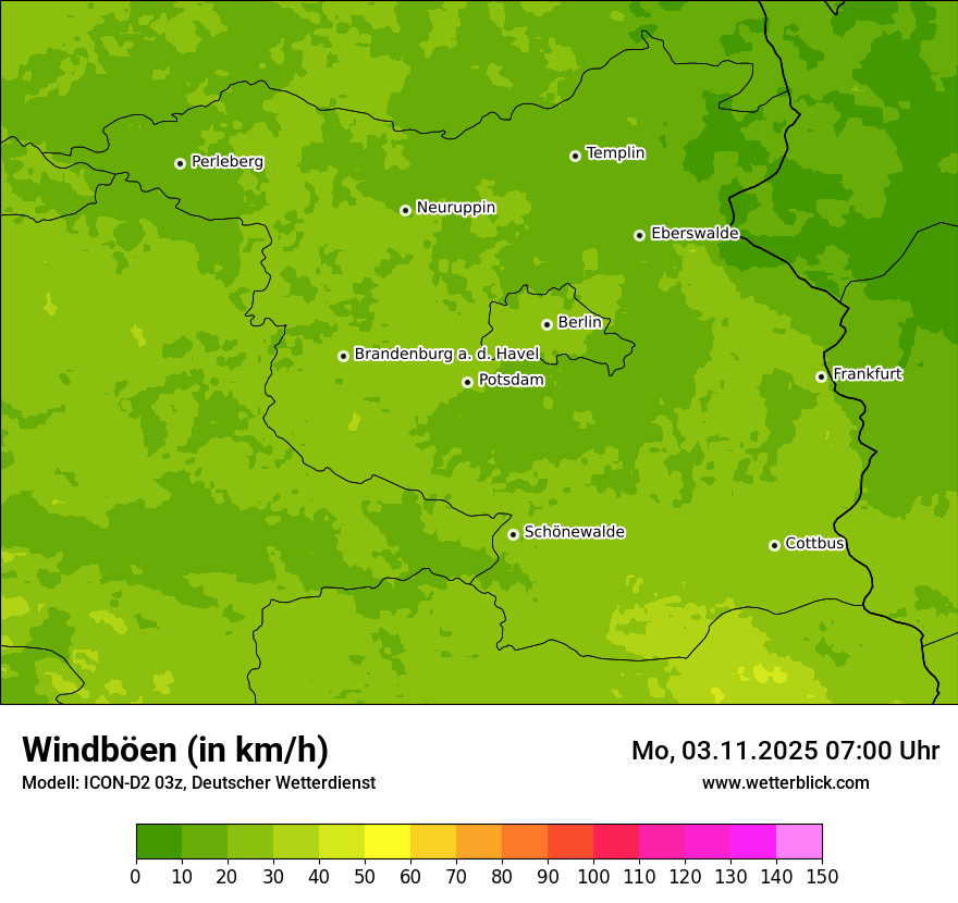 Modellkarten Windgeschwindigkeit