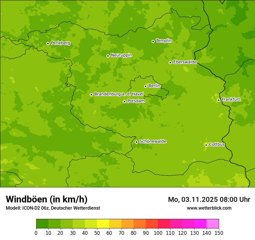 Modellkarten Windgeschwindigkeit