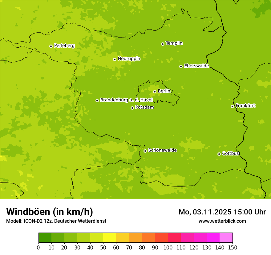 Modellkarten Windgeschwindigkeit