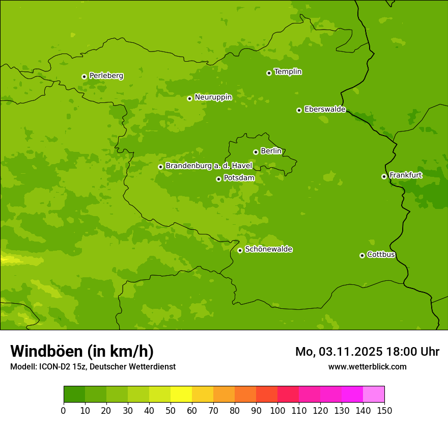 Modellkarten Windgeschwindigkeit