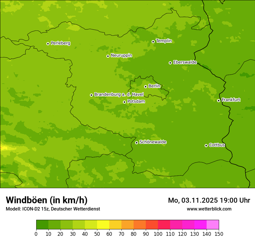 Modellkarten Windgeschwindigkeit