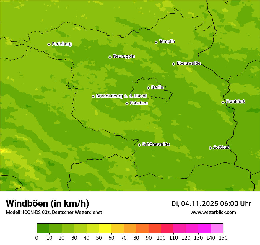 Modellkarten Windgeschwindigkeit