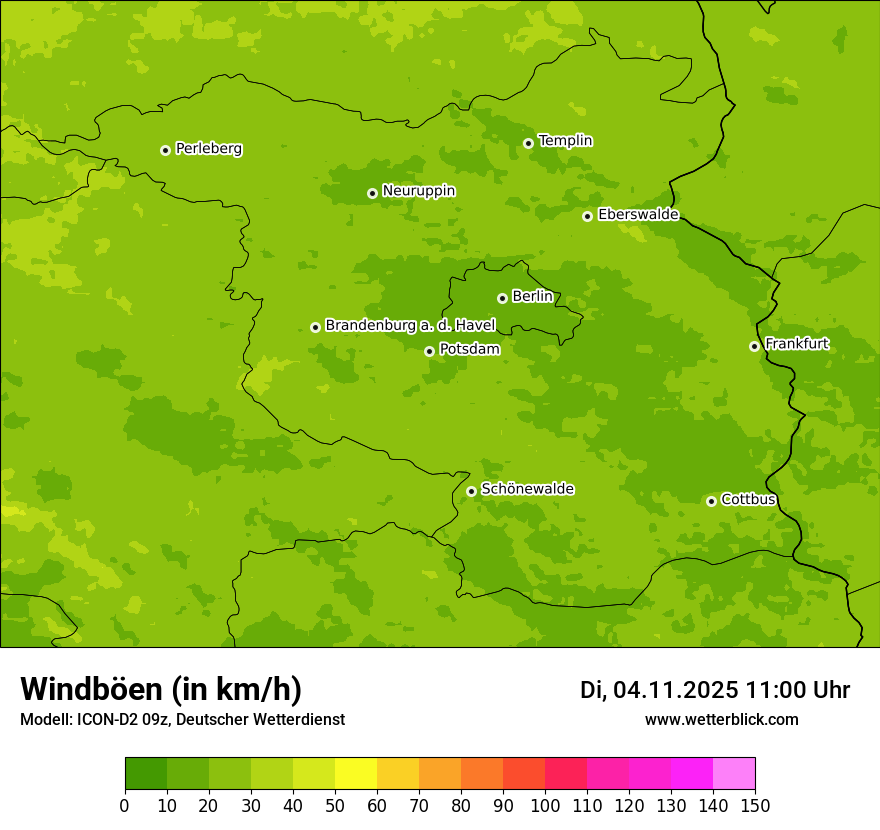 Modellkarten Windgeschwindigkeit