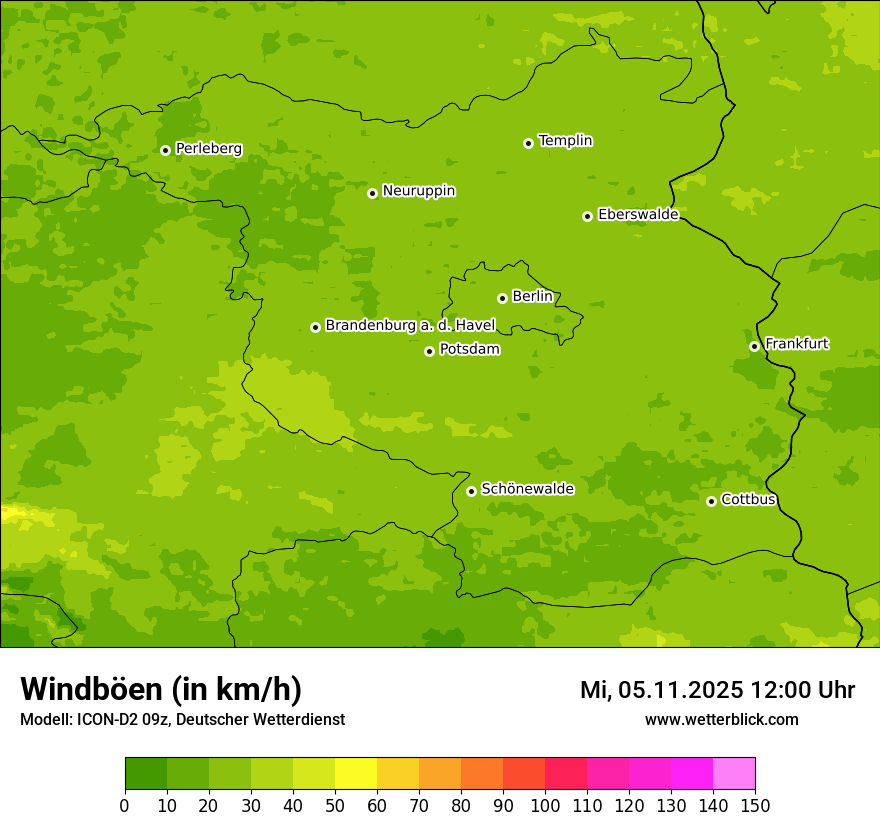 Modellkarten Windgeschwindigkeit