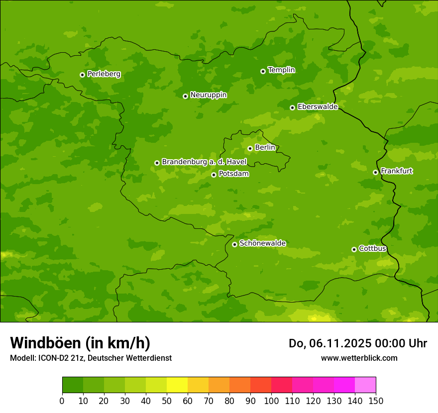 Modellkarten Windgeschwindigkeit