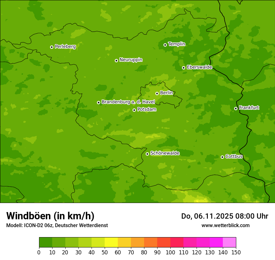 Modellkarten Windgeschwindigkeit