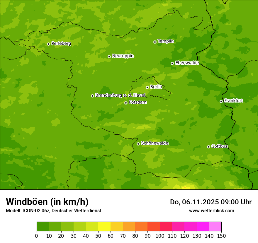 Modellkarten Windgeschwindigkeit