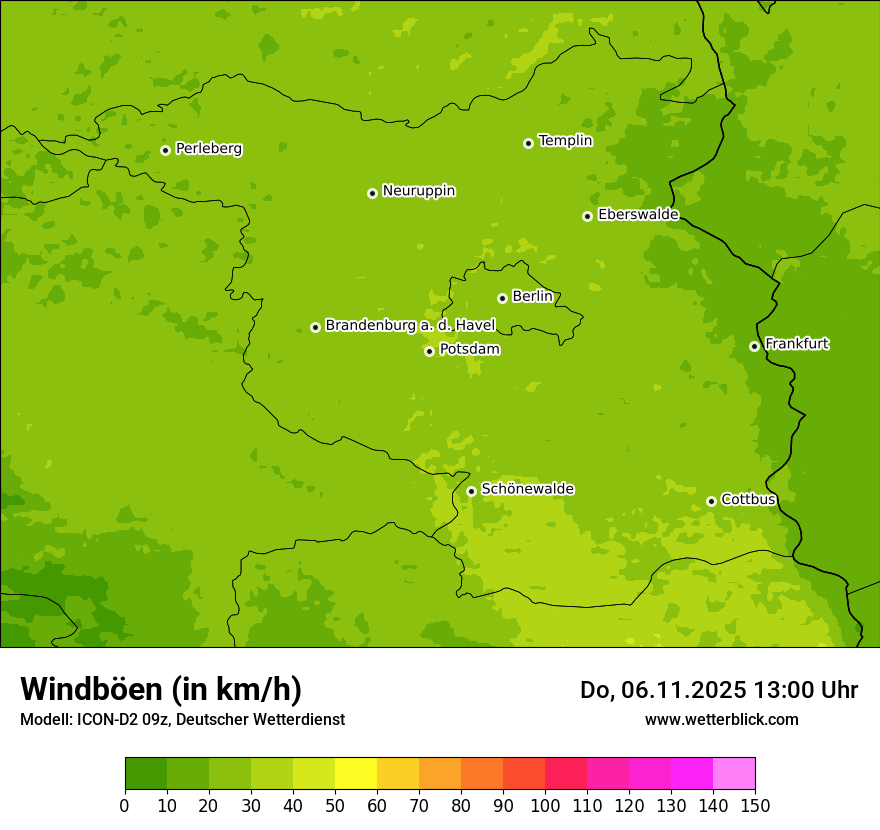 Modellkarten Windgeschwindigkeit