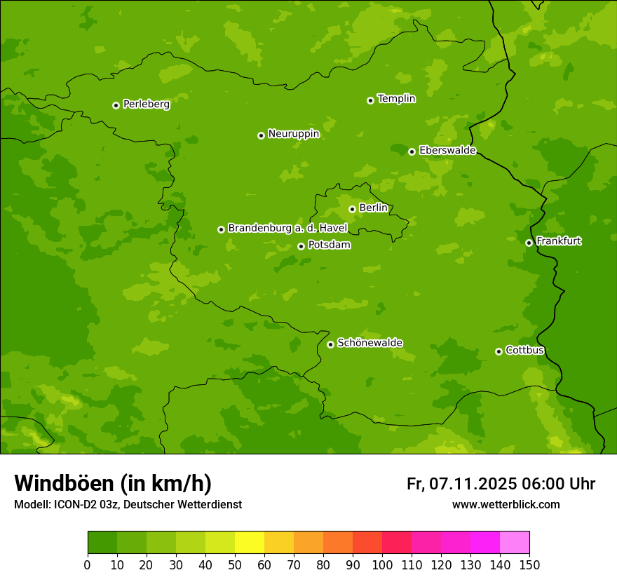 Modellkarten Windgeschwindigkeit