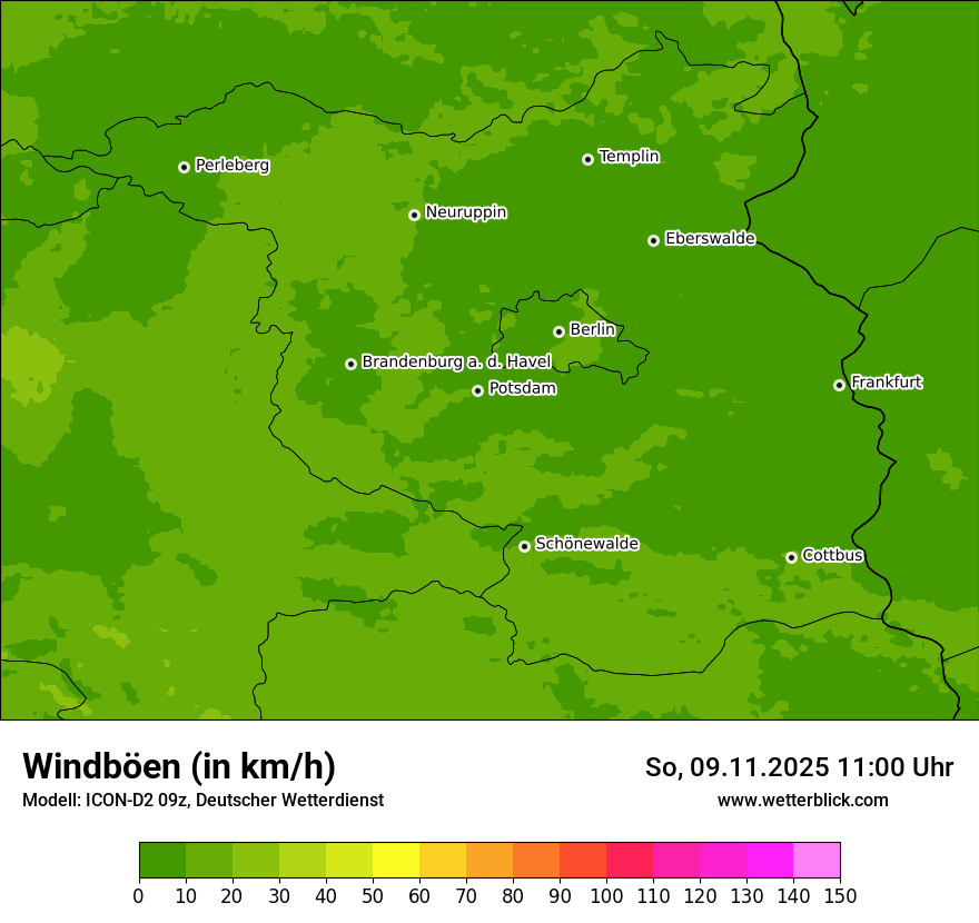 Modellkarten Windgeschwindigkeit