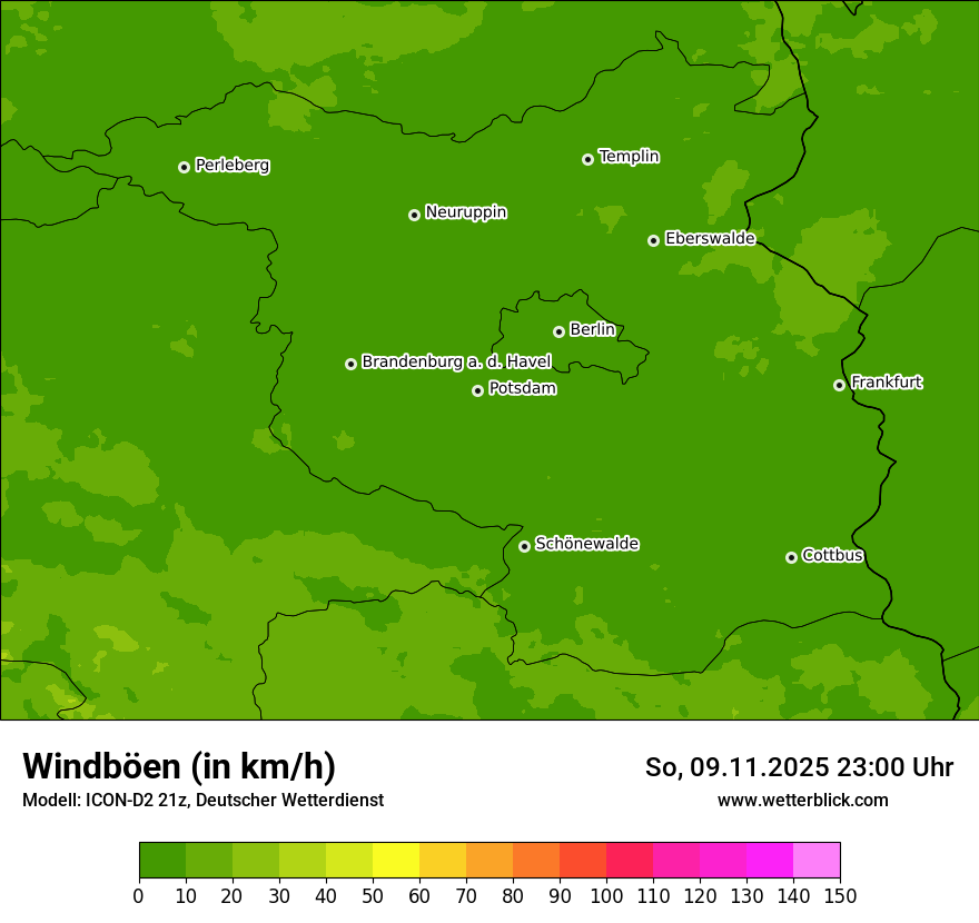 Modellkarten Windgeschwindigkeit