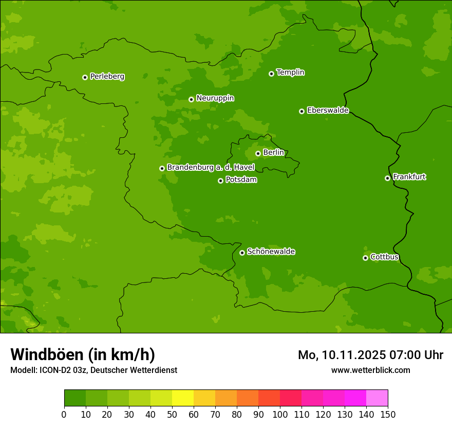 Modellkarten Windgeschwindigkeit