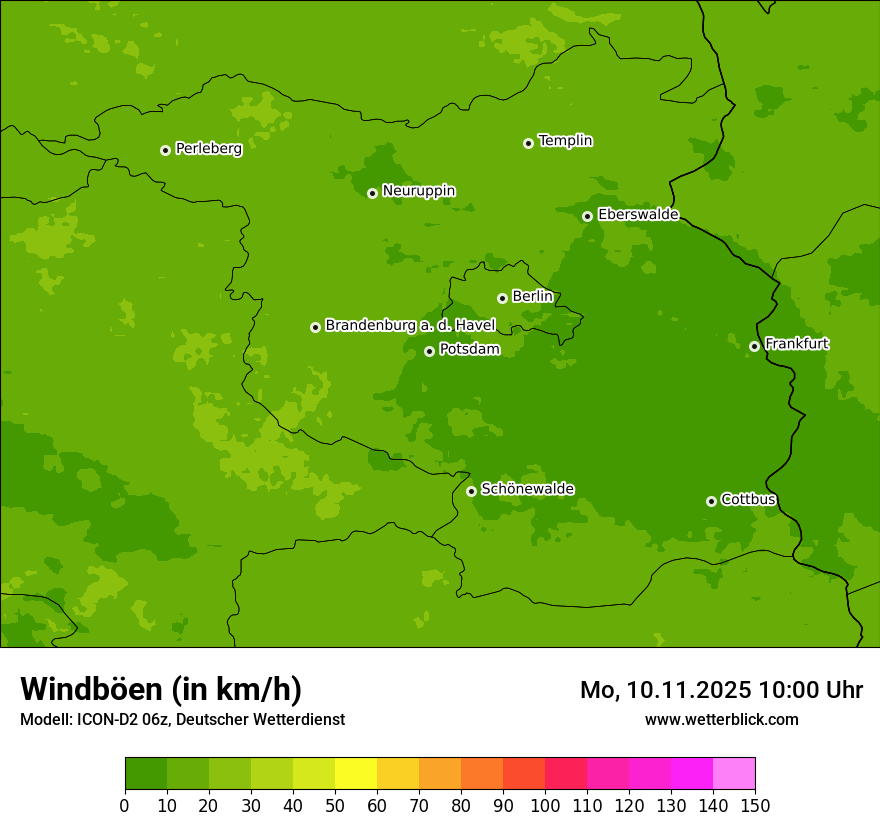Modellkarten Windgeschwindigkeit