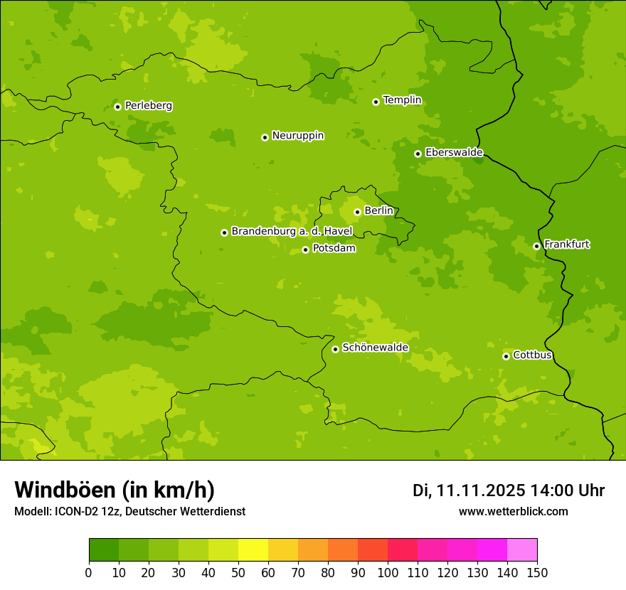 Modellkarten Windgeschwindigkeit