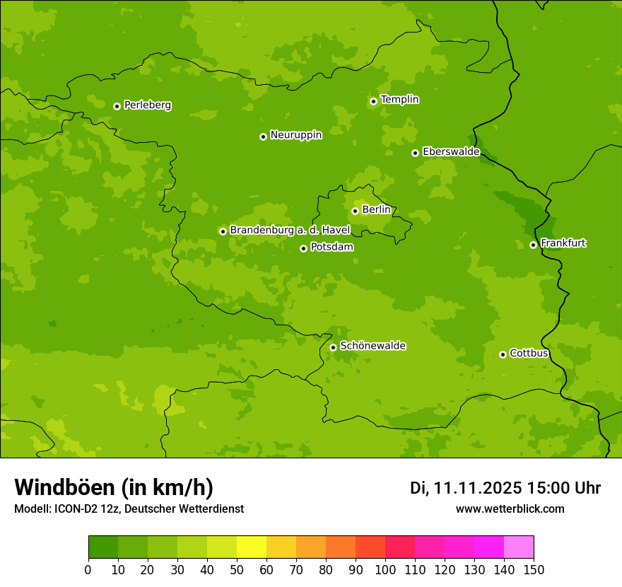 Modellkarten Windgeschwindigkeit