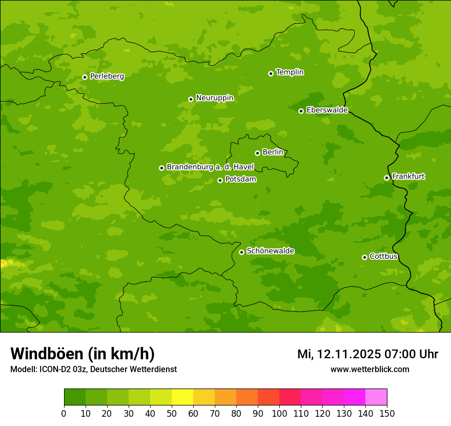 Modellkarten Windgeschwindigkeit