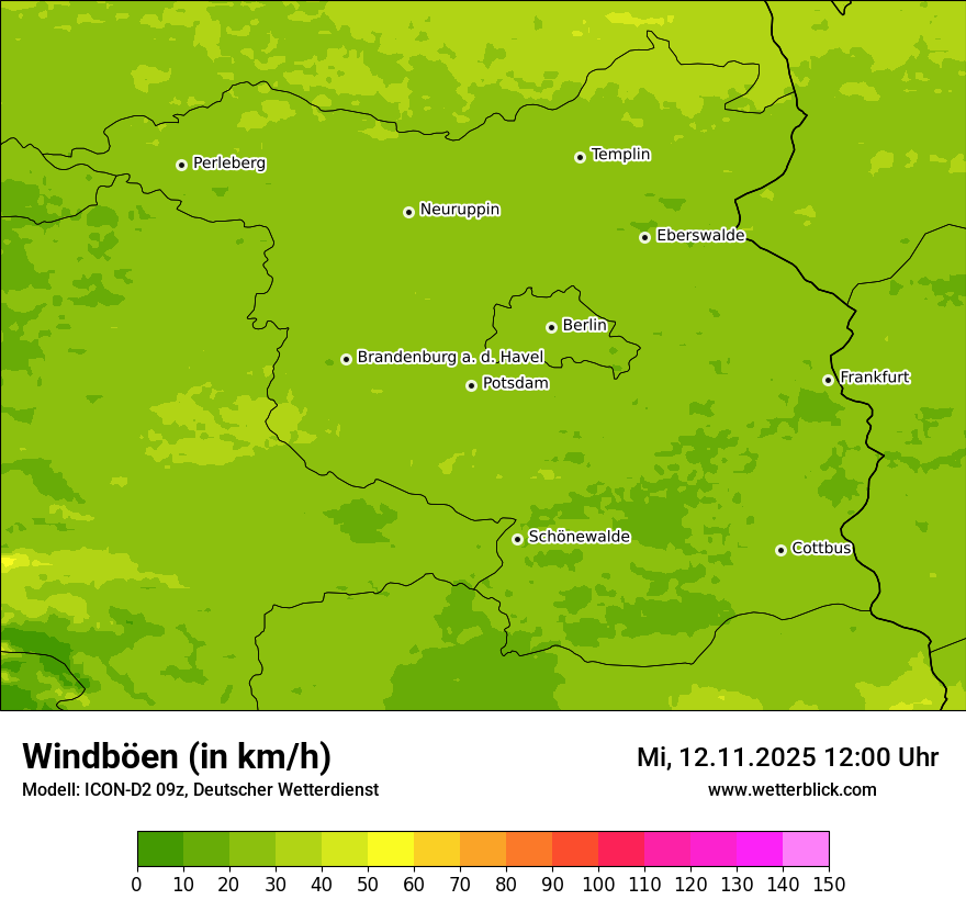 Modellkarten Windgeschwindigkeit
