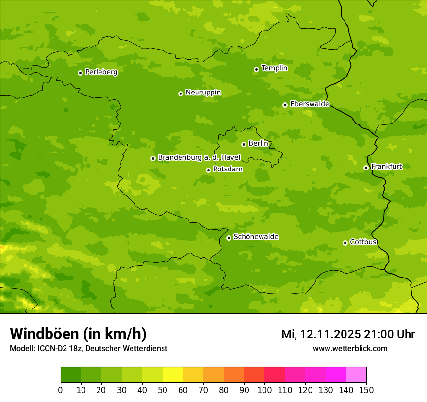 Modellkarten Windgeschwindigkeit