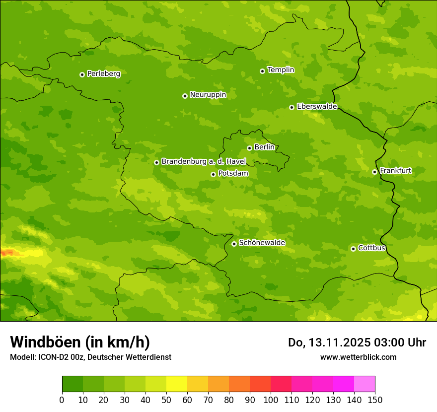 Modellkarten Windgeschwindigkeit