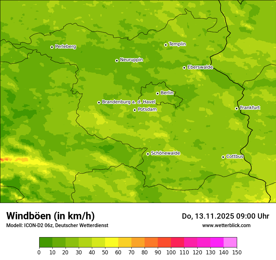 Modellkarten Windgeschwindigkeit