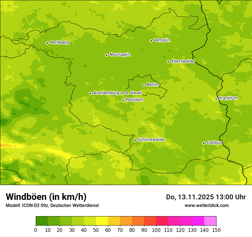 Modellkarten Windgeschwindigkeit
