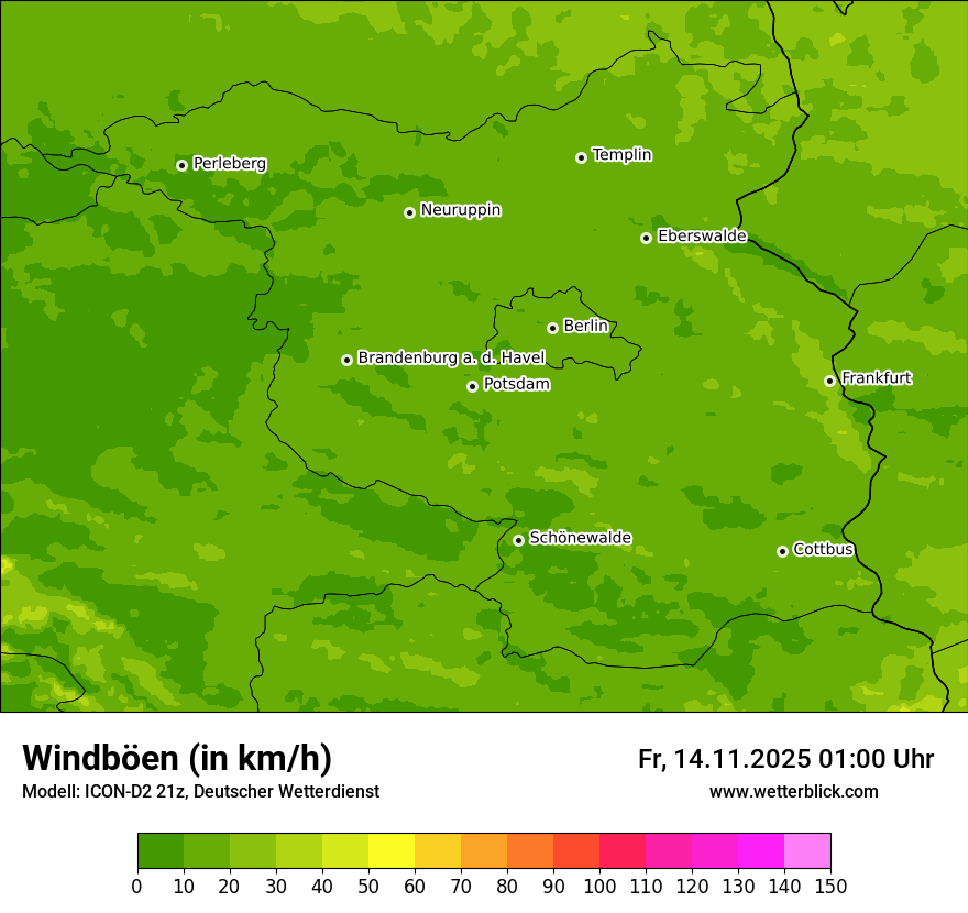 Modellkarten Windgeschwindigkeit