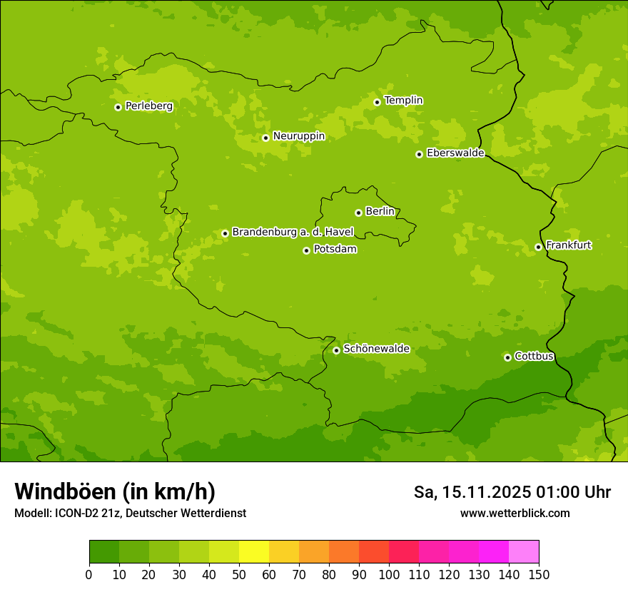 Modellkarten Windgeschwindigkeit