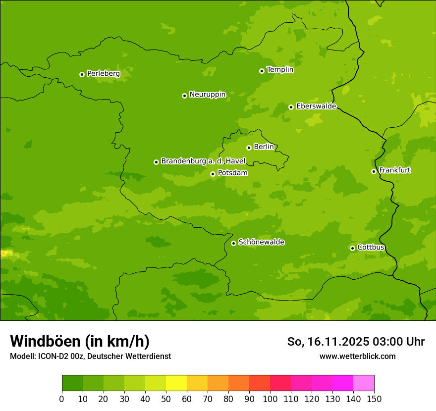 Modellkarten Windgeschwindigkeit