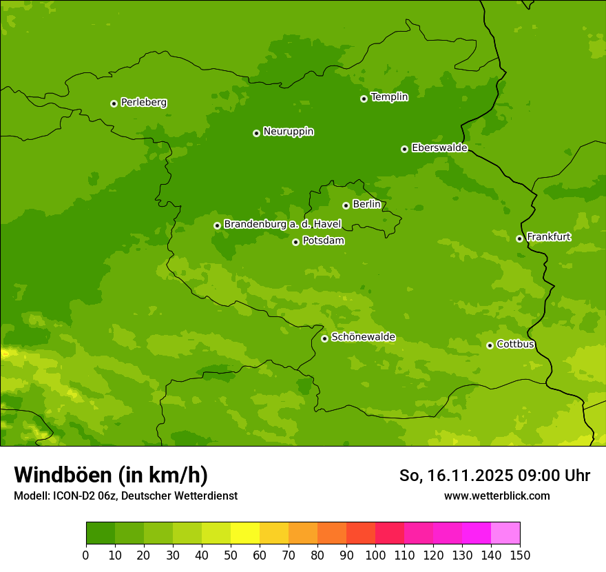 Modellkarten Windgeschwindigkeit
