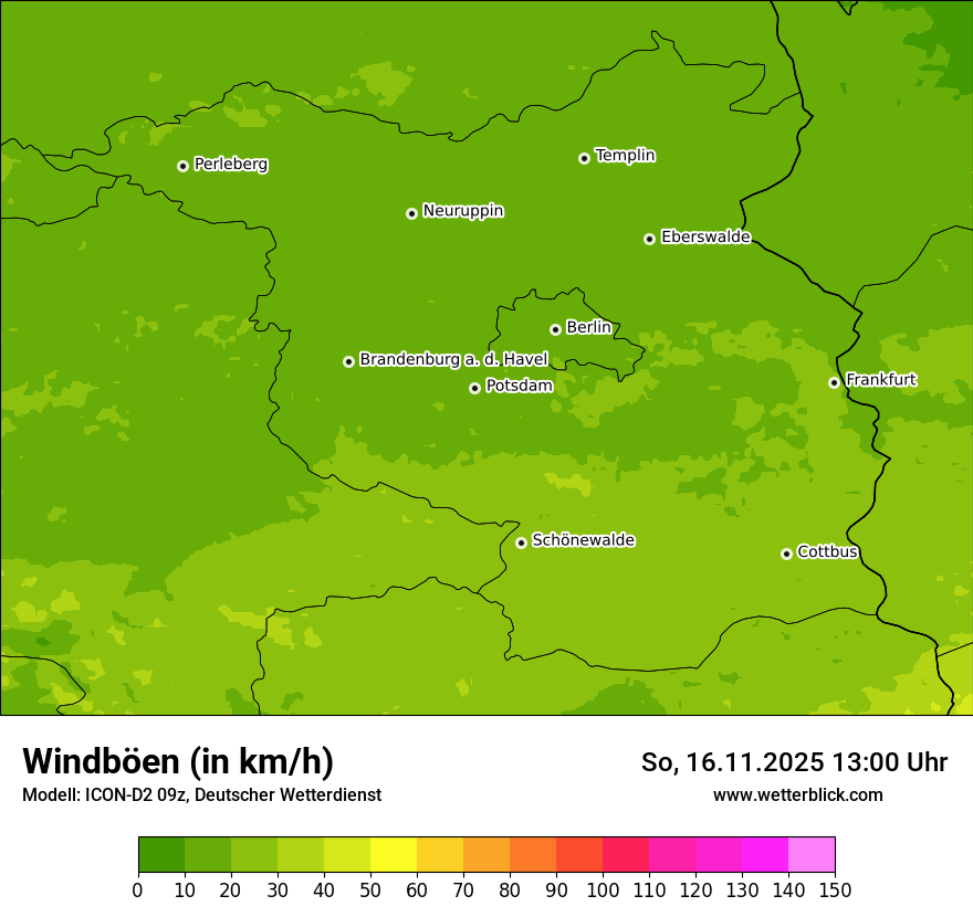 Modellkarten Windgeschwindigkeit